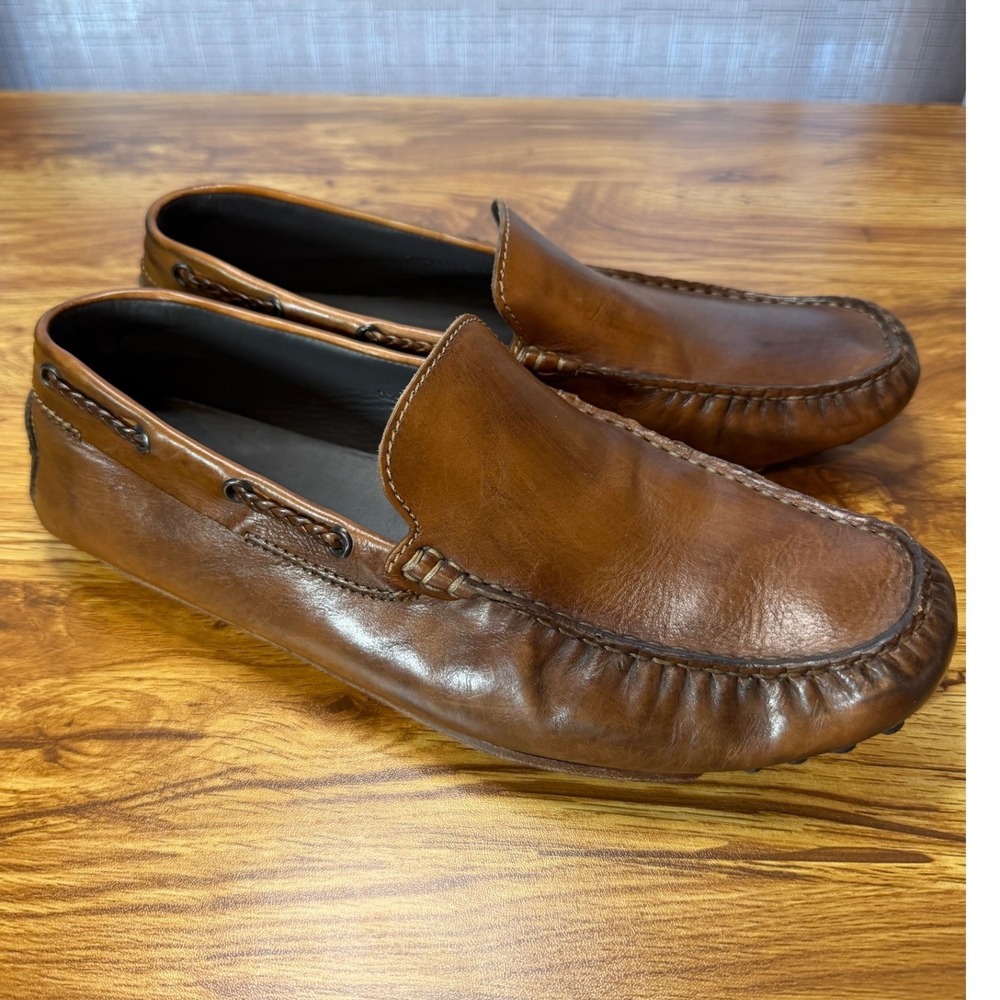 To Boot New York Adam Derrick Brown Leather Driving Loafers Men's 8.5